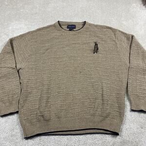 Fairway Sport Sweater Mens XL Beige Golf Bag Knit Crewneck Made USA Pullover